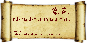 Mátyási Petrónia névjegykártya